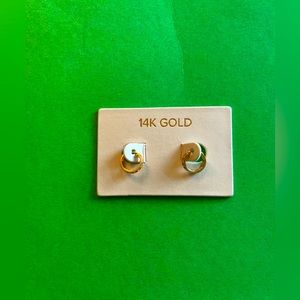 14k Gold and rhinestone delicate tiny hoop earrings